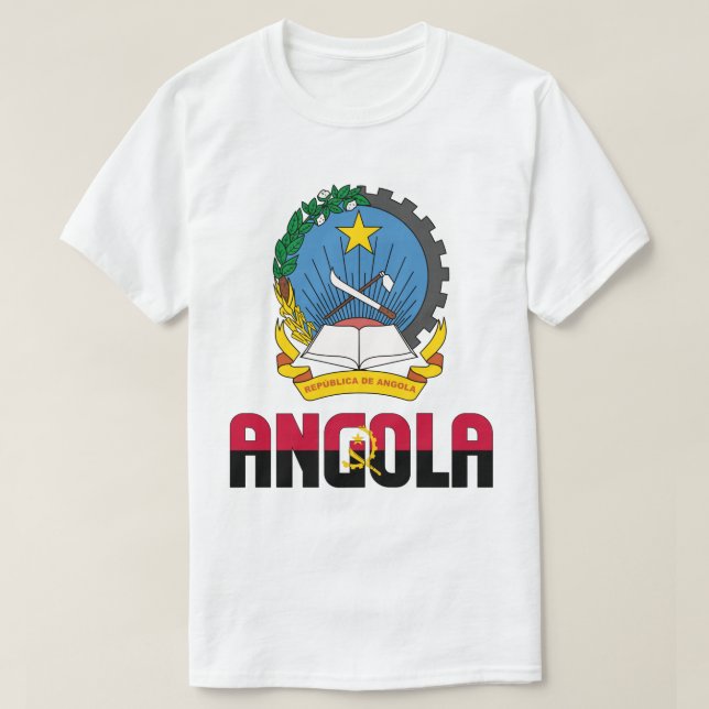Camiseta Bandera de Angola y Patriótico del Escudo de Armas (Diseño del anverso)