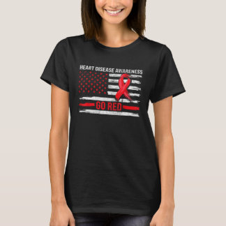 Camiseta Bandera de apoyo a la enfermedad del corazón rojo 