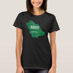 Camiseta bandera de Arabia Saudita con mapa de Arabia Saudi