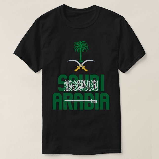 Camiseta Bandera de Arabia Saudita y Patriótico del Escudo  (Diseño del anverso)