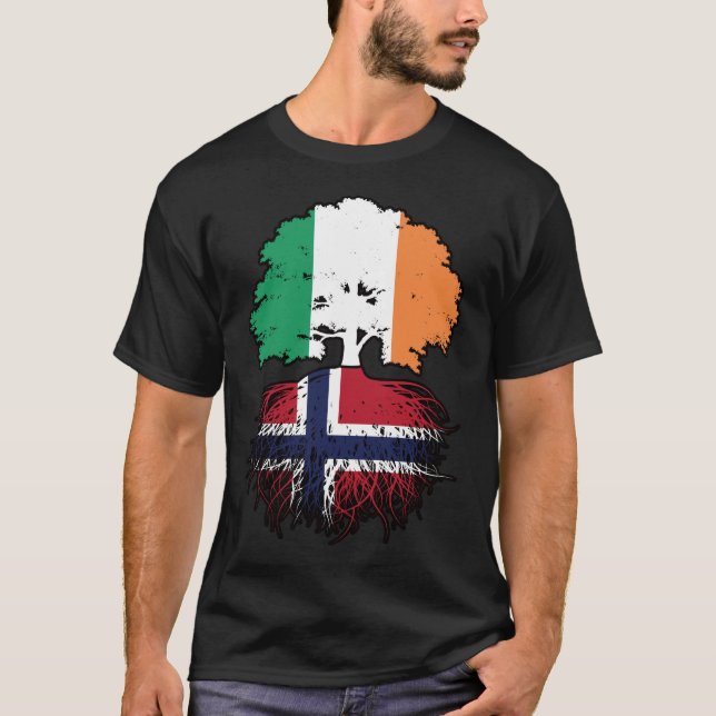 Camiseta Bandera de árboles noruegos irlandeses de raíz (Anverso)