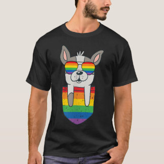 Camiseta Bandera de arcoíris de animal LGBT perro lindo div