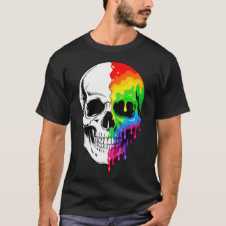 Camiseta Bandera de arcoíris de cráneo divertido Lgbt Orgul
