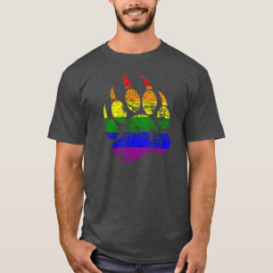 Camiseta Bandera de arcoíris de pata de oso afligida GAY BE