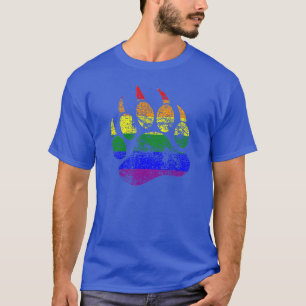 Camiseta Bandera de arcoíris de pata de oso afligida GAY BE