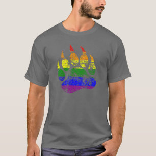 Camiseta Bandera de arcoíris de pata de oso afligida GAY BE