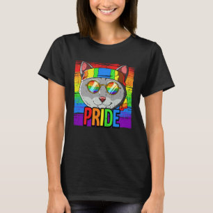 Camiseta Bandera de arcoíris del orgullo LGBTQ Gato del org