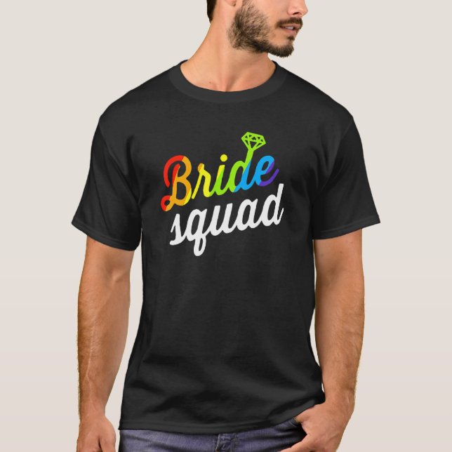 Camiseta Bandera de arcoíris LGBT de la novia Fiesta de des (Anverso)