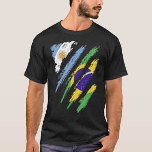Camiseta Bandera de Argentina Brasil cultiva franja de país