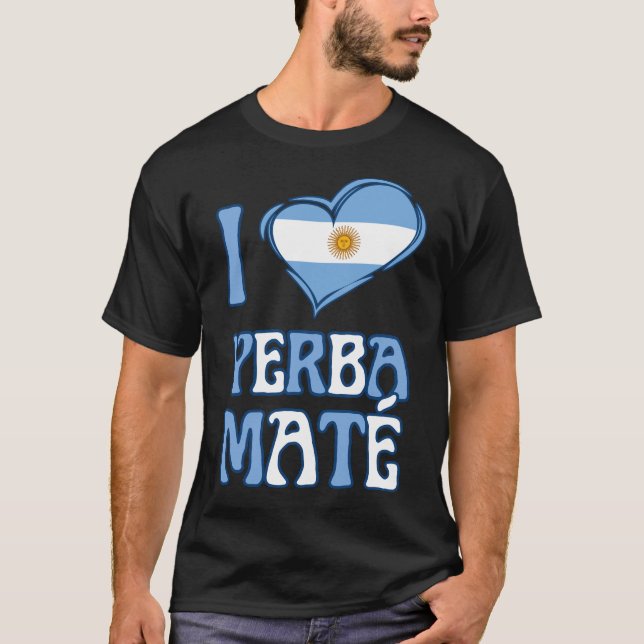 Camiseta Bandera de Argentina que amo a YERBA MATE (Anverso)