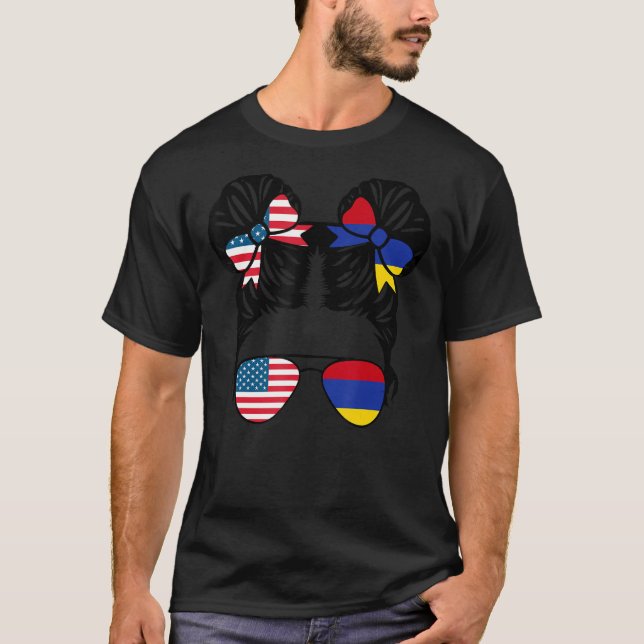 Camiseta Bandera de Armenia media americana mitad armenia C (Anverso)