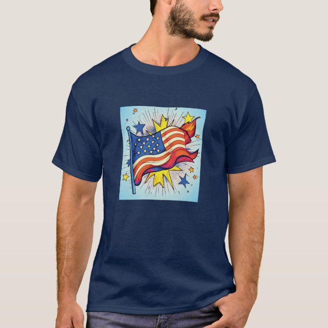 Camiseta Bandera de arte pop estadounidense (Anverso)