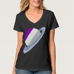 Camiseta Bandera De Asexualidad De Saturno Del Mes Del Orgu