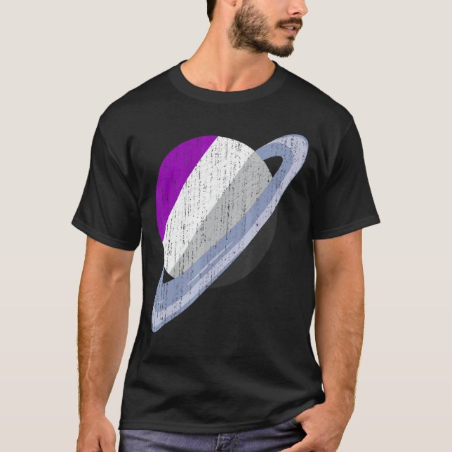 Camiseta Bandera de asexualidad de Saturno Lgbt Ace Pride M (Anverso)