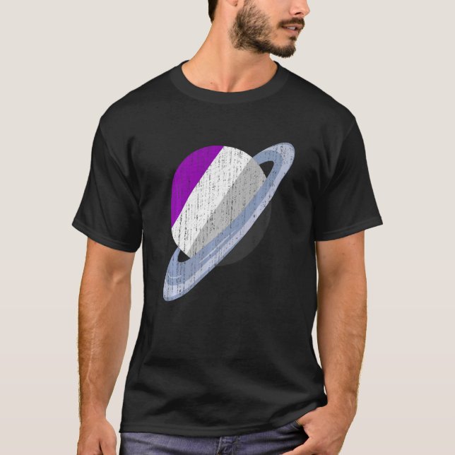 Camiseta Bandera de asexualidad de Saturno Lgbt Ace Pride M (Anverso)