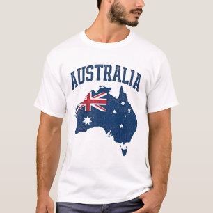 Camiseta Bandera de Australia Mapa Gráfico Antiguo Deterior