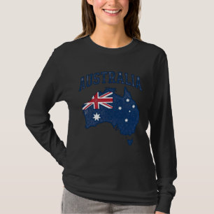 Camiseta Bandera de Australia Mapa Gráfico Antiguo Deterior