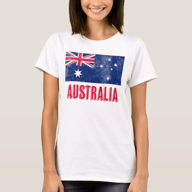 Camiseta Bandera de Australia (mirada de Grunge) (Anverso)