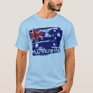 Camiseta Bandera de Australia pintada de negro retro