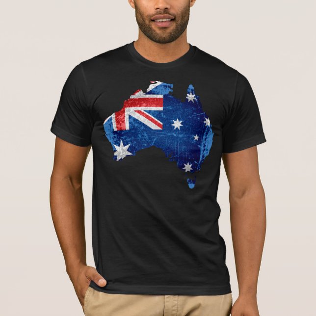 Camiseta Bandera de Australia y mapa #2 (Anverso)