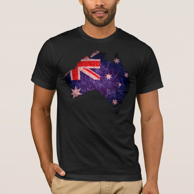 Camiseta Bandera de Australia y mapas (Anverso)