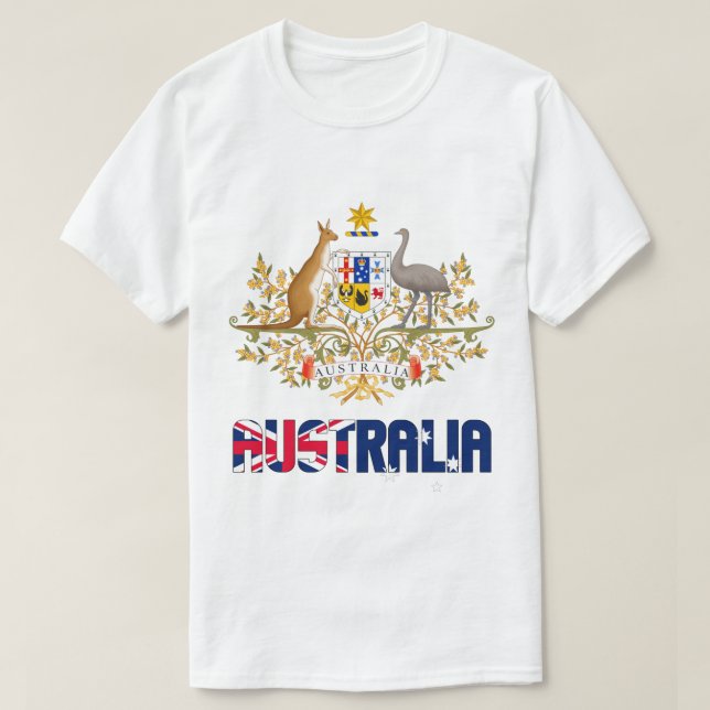 Camiseta Bandera de Australia y Patriótico del Escudo de Ar (Diseño del anverso)