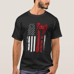 Camiseta Bandera de Ax Viking Americana - Til Valhalla - No