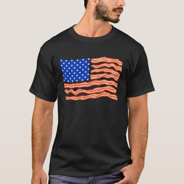 Camiseta Bandera de Bacon Tee Meat EE.UU. (Anverso)