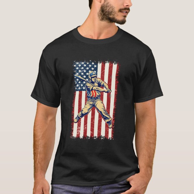 Camiseta Bandera De Bando De Béisbol 4 De Julio Bandera Est (Anverso)