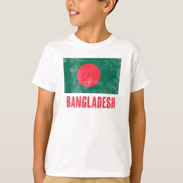 Camiseta Bandera de Bangladesh "Grunge" look. (Anverso)