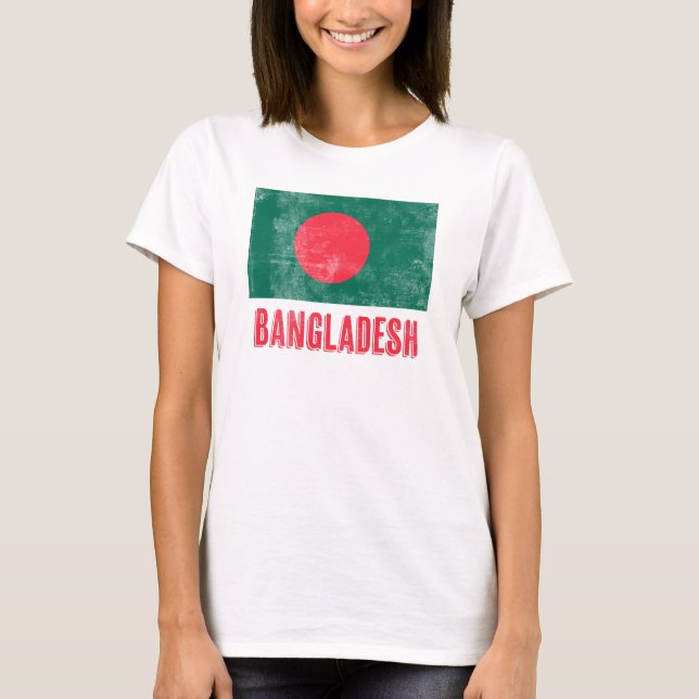 Camiseta Bandera de Bangladesh "Grunge" look. (Anverso)