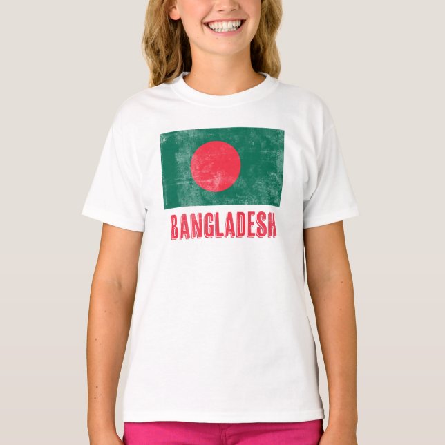 Camiseta Bandera de Bangladesh "Grunge" look. (Anverso)