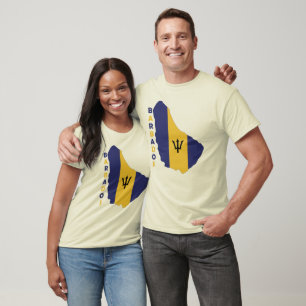 Camiseta Bandera de Barbados en el mapa del país