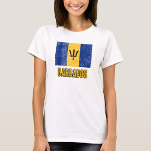 Camiseta Bandera de Barbados "Grunge" look.