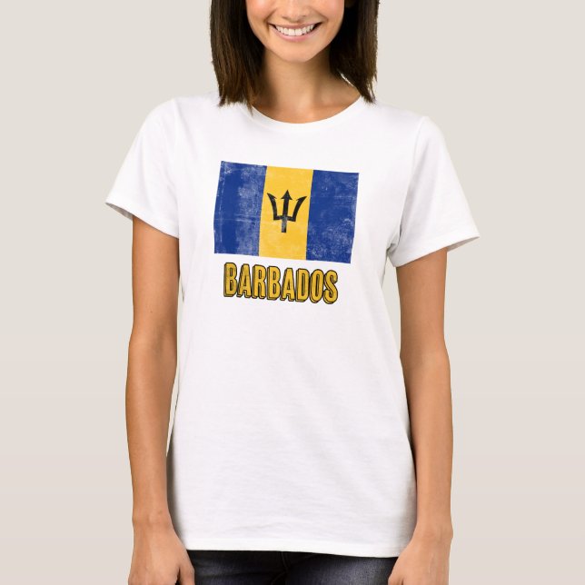Camiseta Bandera de Barbados "Grunge" look. (Anverso)