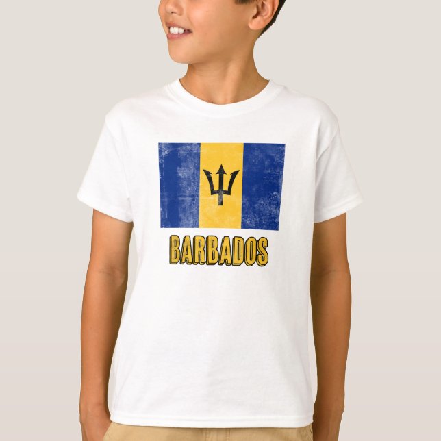 Camiseta Bandera de Barbados "Grunge" look. (Anverso)