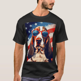 Camiseta Bandera de Basset Hound 4 de Julio Americano