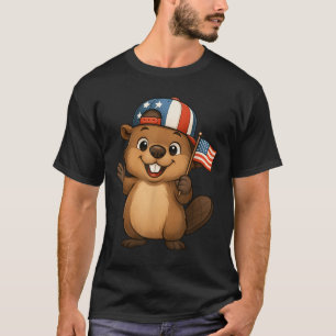 Camiseta Bandera De Beaver Usa 4 De Julio Día De La Indepen