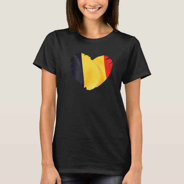 Camiseta Bandera De Bélgica En Forma De Corazón De Bélgica (Anverso)