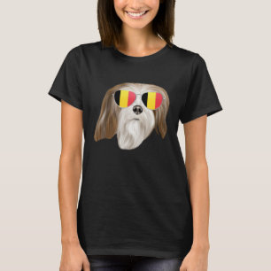 Camiseta Bandera de Bélgica Lhasa Apsos Perro Bélgica Bolsi