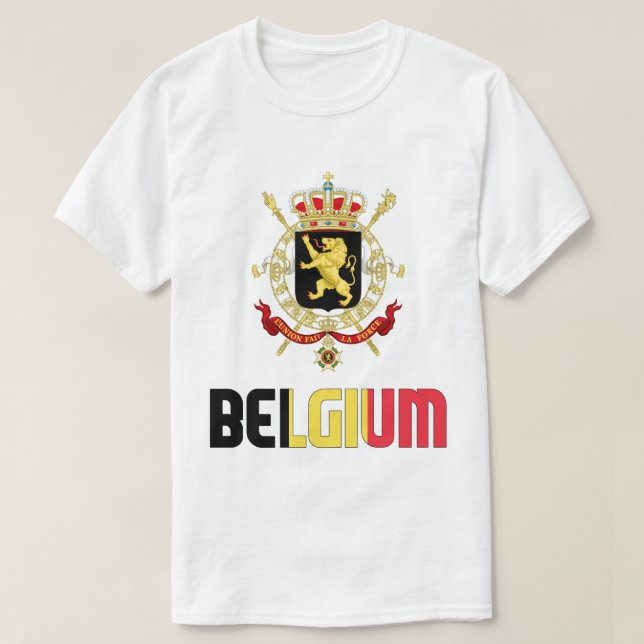 Camiseta Bandera de Bélgica y Patriótico Del Escudo De Arma (Diseño del anverso)