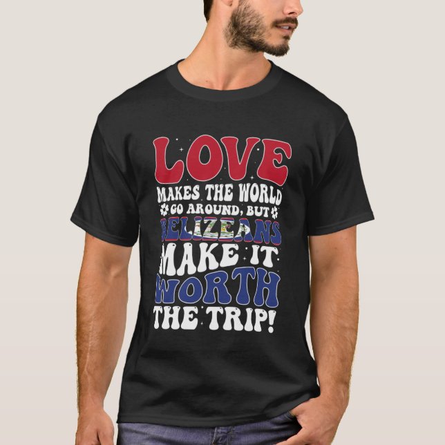 Camiseta Bandera de Belice: Hombres y mujeres se divierten  (Anverso)