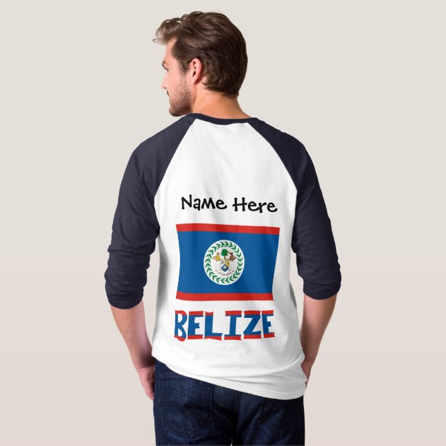 Camiseta Bandera de Belice y Belice con tu nombre (Reverso completo)
