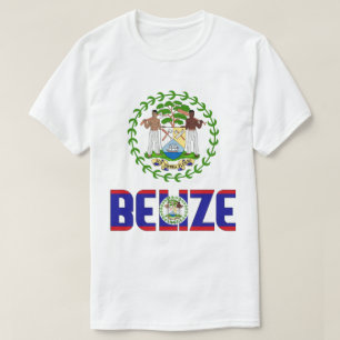Camiseta Bandera de Belice y Patriótico Del Escudo De Armas