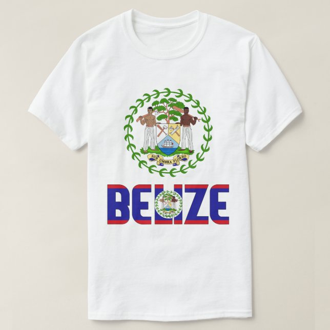 Camiseta Bandera de Belice y Patriótico Del Escudo De Armas (Diseño del anverso)