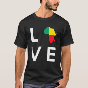 Camiseta Bandera de Benín Ama el continente de África Silue