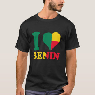 Camiseta Bandera de Benín Me encanta Benín Corazón Raíces b