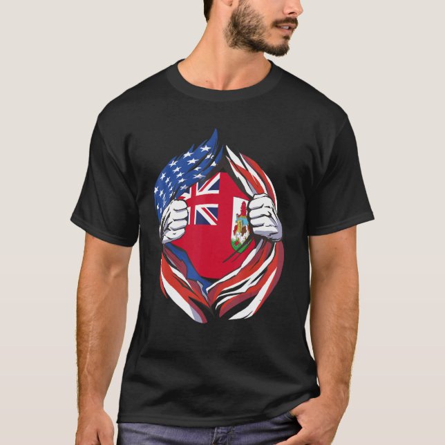 Camiseta Bandera de Bermudas Orgullosa De Mi Herita Bermuda (Anverso)