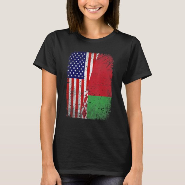 Camiseta Bandera de Bielorrusia Patriótica Americana Retro  (Anverso)