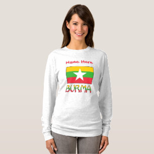 Camiseta Bandera de Birmania Myanmar Roja Personalizada par